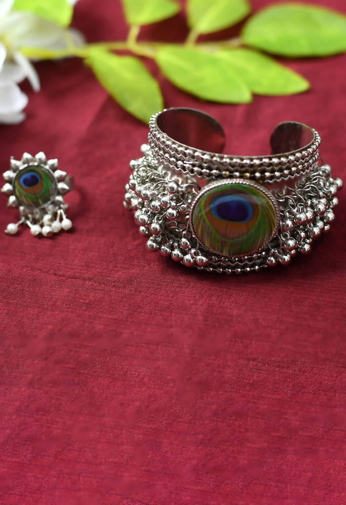 Ghungroo Handcrafted Oxidised Cuff Bracelet