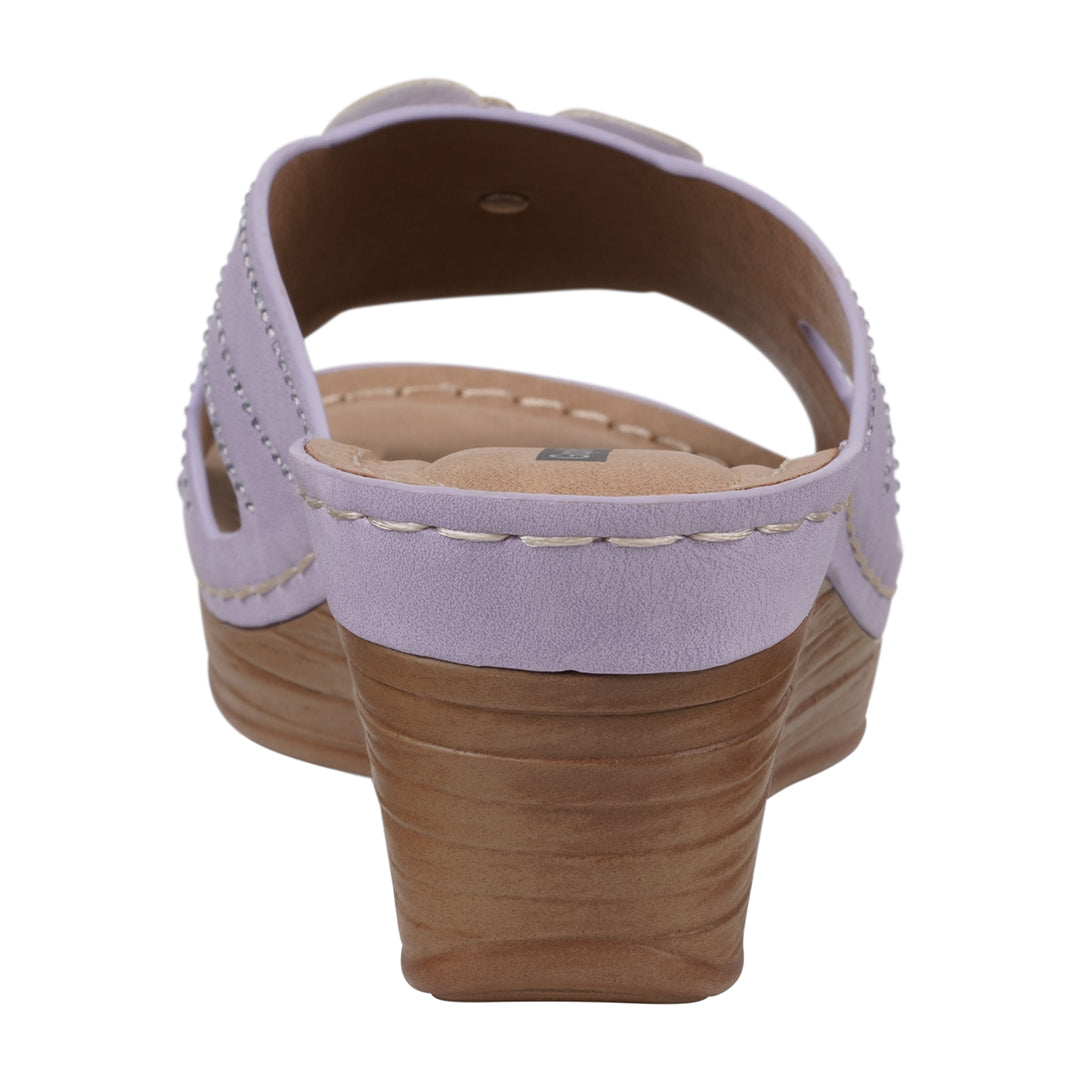 Women's Fiora Lilac Floral Wedge Sandals with Cutout Detail