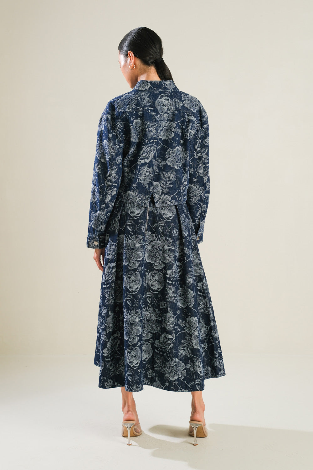 Jacquard Denim Button Down Jacket