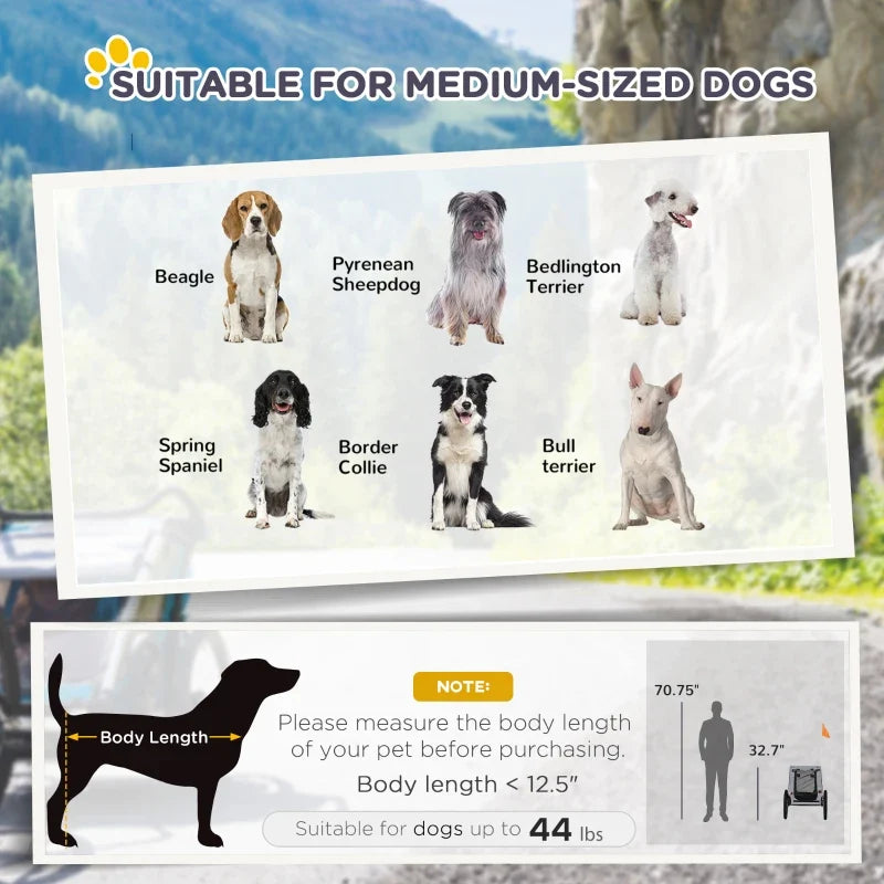 Dog Bike Trailer, Pet Stroller with Wheels for Medium Dogs