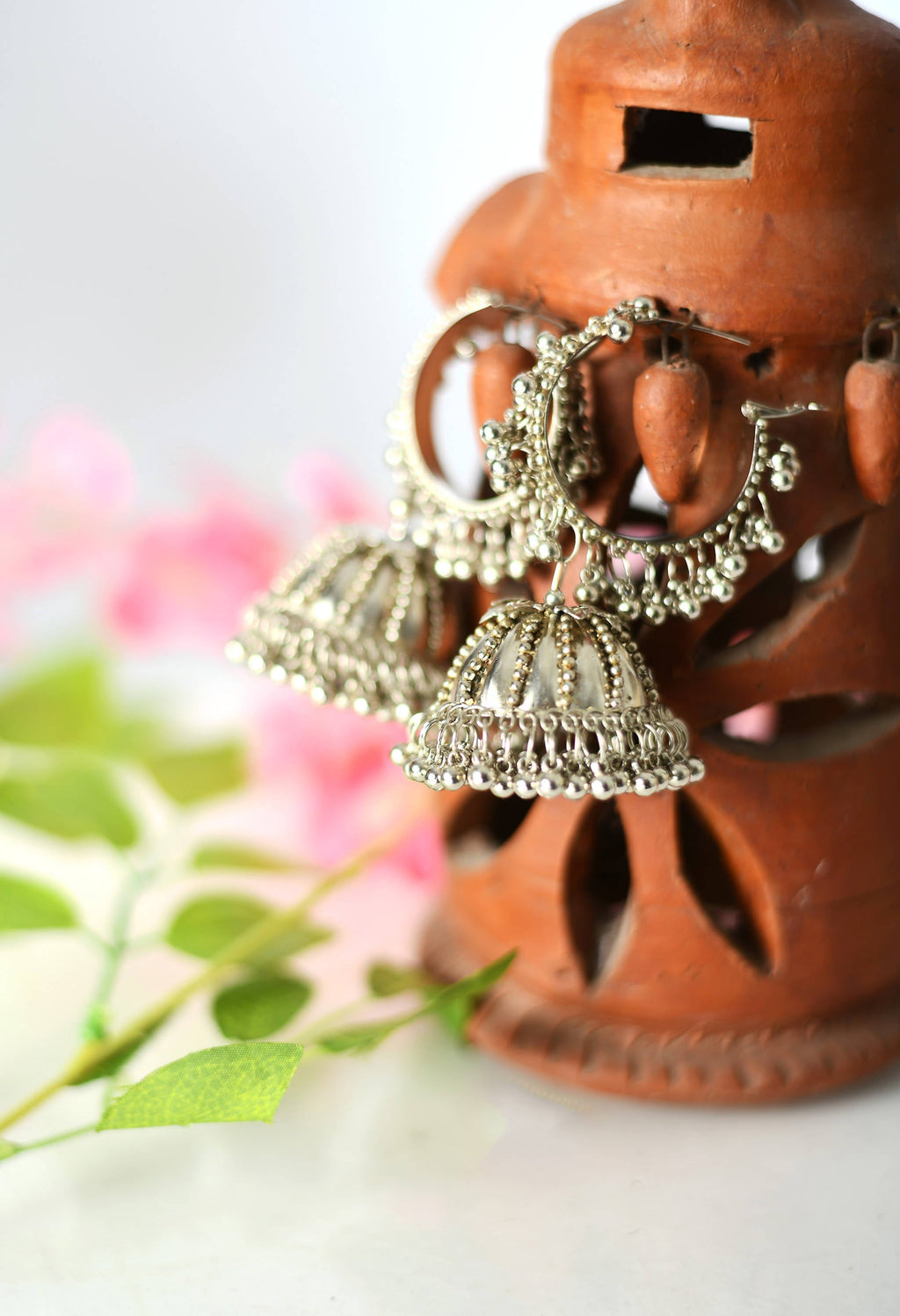Oxidised Silver-Plated Ghungroo Jhumka Earrings for Traditional Look