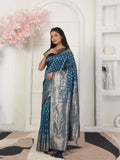 Beautiful Light Pink Lichi Silk saree with matching blouse piece