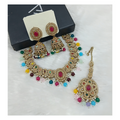 Multi-stone statement necklace set with matching drop earrings on a clean background