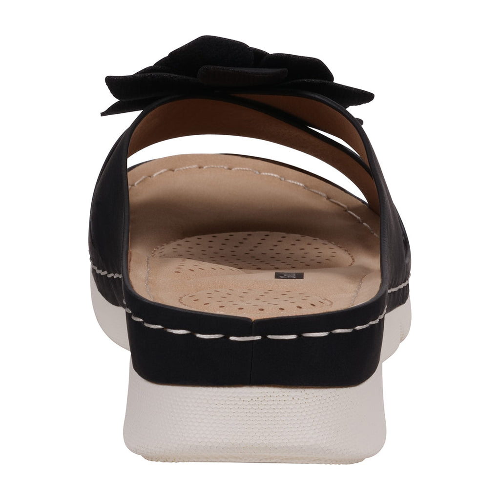 Women's Claire Black Flower Rosette Cushioned Comfort Sandals - Image 4