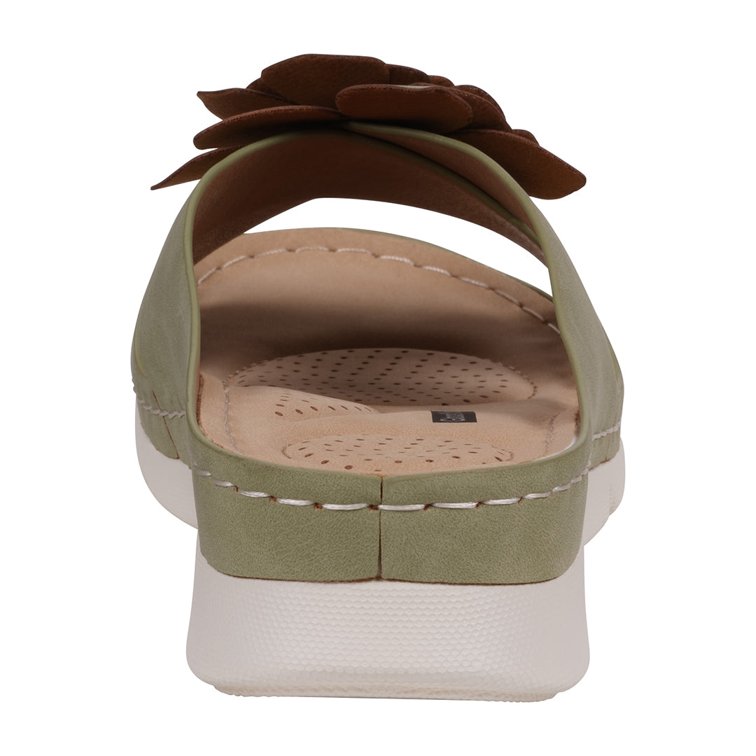 Women's Claire Green Flower Rosette Cushioned Comfort Sandals - Image 4