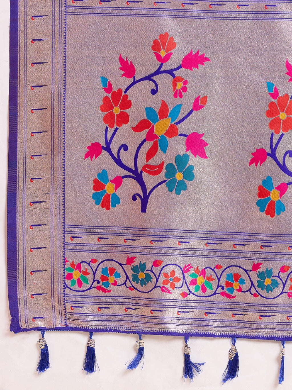 Purple Pure Soft Silk Wedding Saree with Woven Lotus Motifs