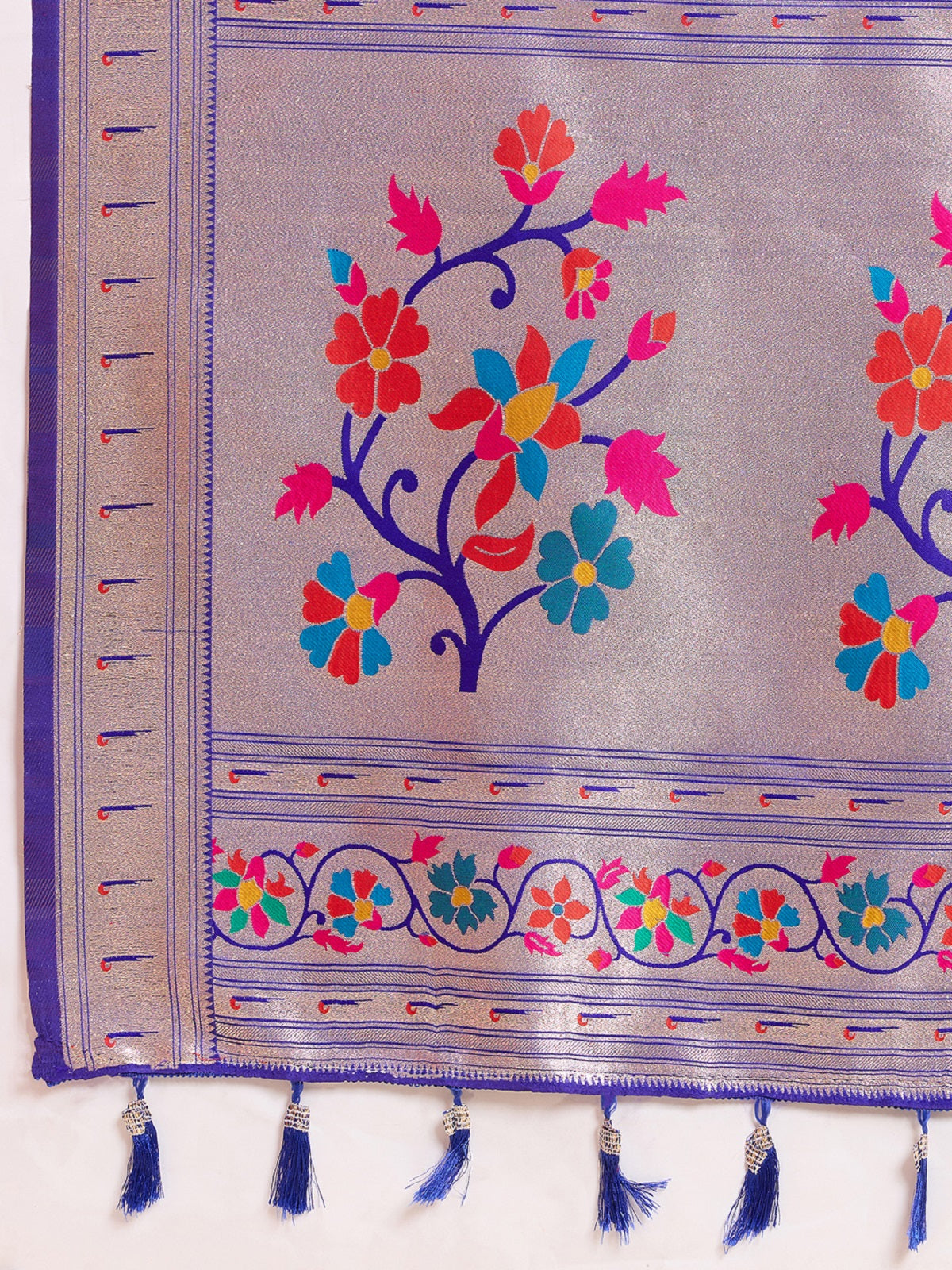 Purple Pure Soft Silk Wedding Saree with Woven Lotus Motifs