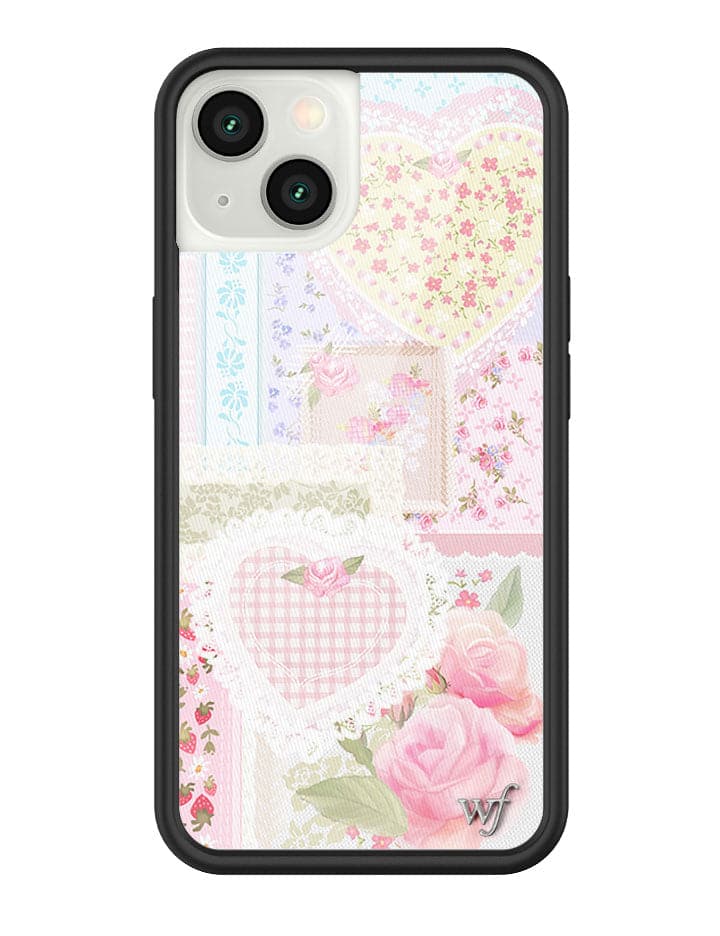 Frilly Floral iPhone Case with Patchwork Hearts and Pointelle