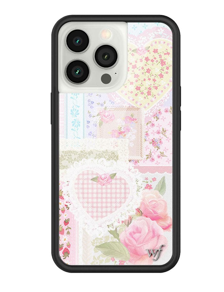 Frilly Floral iPhone Case with Patchwork Hearts and Pointelle