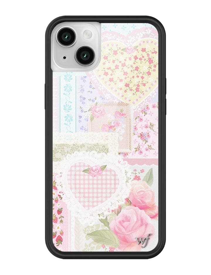 Frilly Floral iPhone Case with Patchwork Hearts and Pointelle
