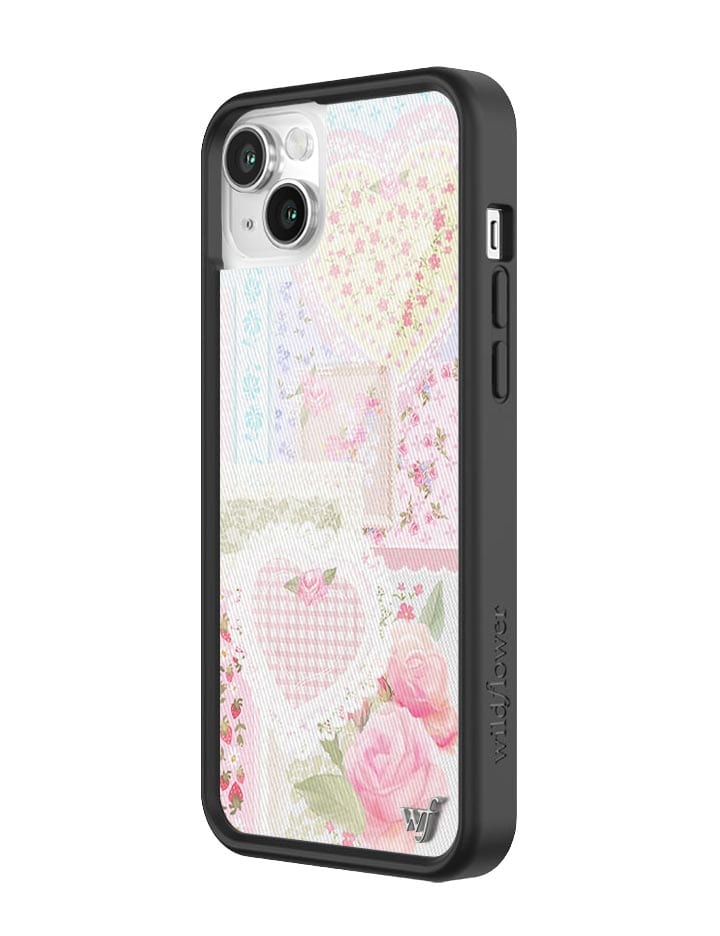 Frilly Floral iPhone Case with Patchwork Hearts and Pointelle