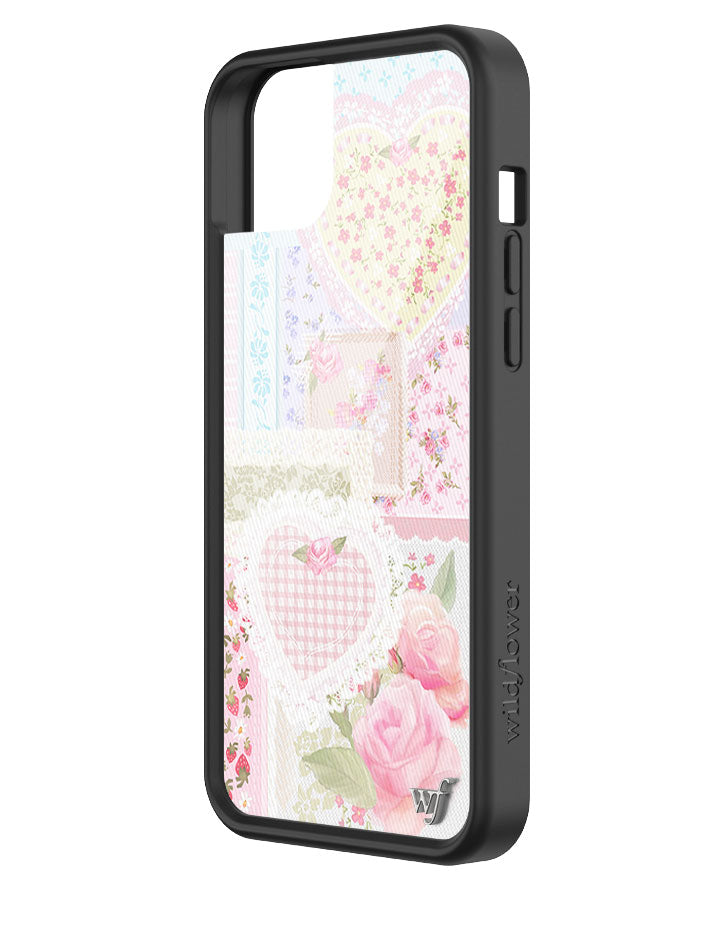 Frilly Floral iPhone Case with Patchwork Hearts and Pointelle
