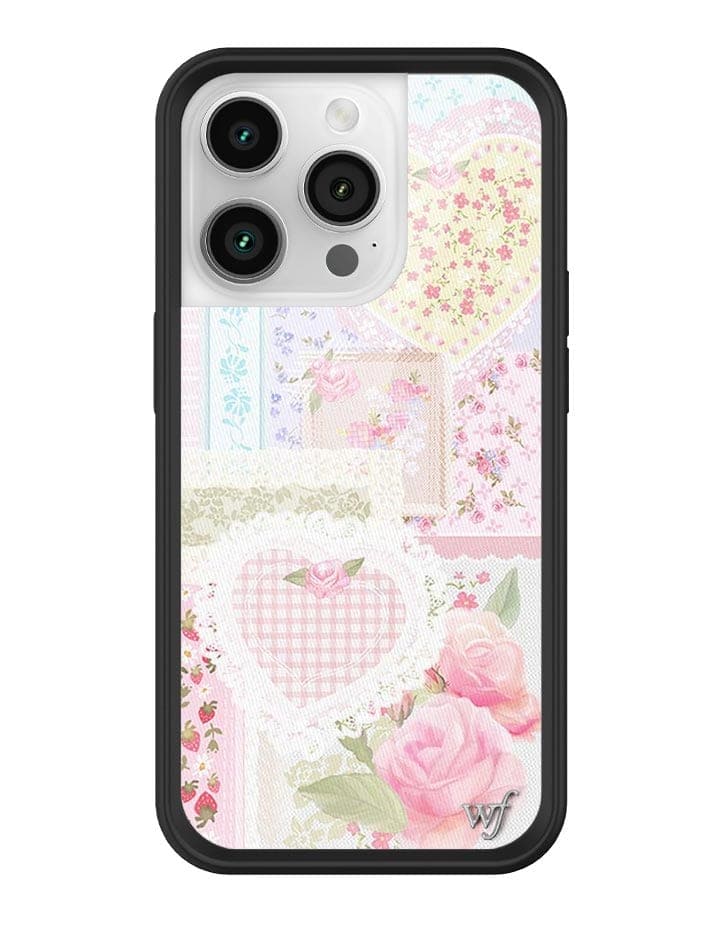 Frilly Floral iPhone Case with Patchwork Hearts and Pointelle