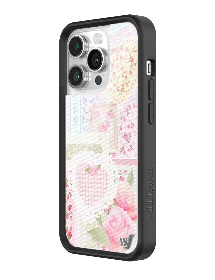Frilly Floral iPhone Case with Patchwork Hearts and Pointelle