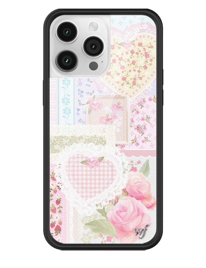 Frilly Floral iPhone Case with Patchwork Hearts and Pointelle