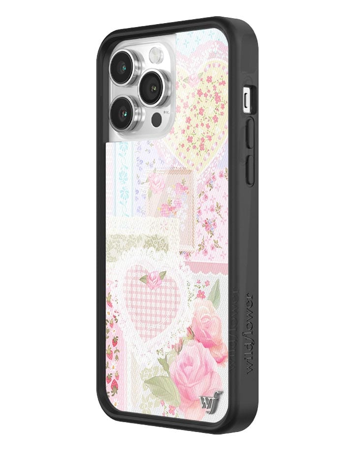 Frilly Floral iPhone Case with Patchwork Hearts and Pointelle