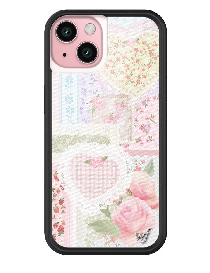Frilly Floral iPhone Case with Patchwork Hearts and Pointelle