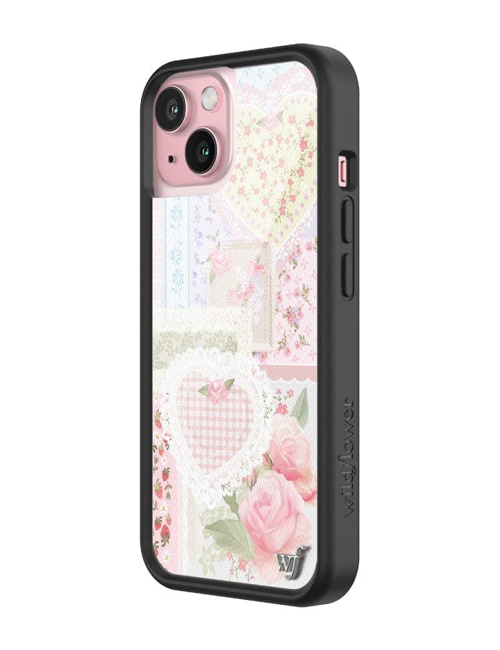 Frilly Floral iPhone Case with Patchwork Hearts and Pointelle