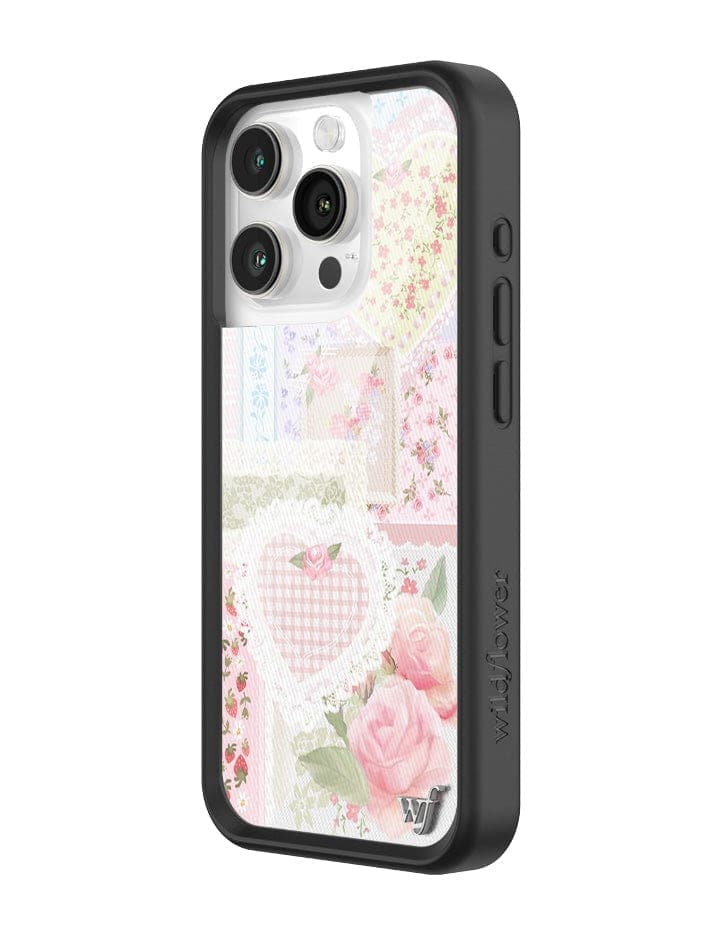 Frilly Floral iPhone Case with Patchwork Hearts and Pointelle
