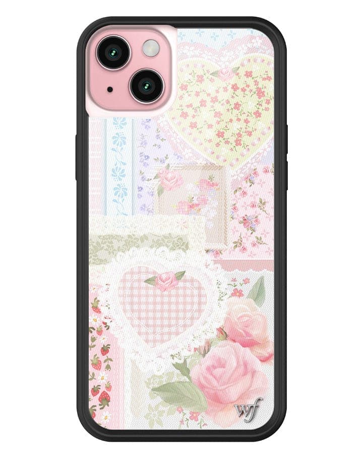 Frilly Floral iPhone Case with Patchwork Hearts and Pointelle