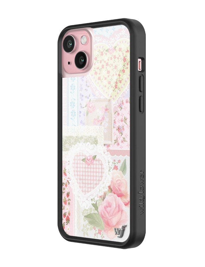 Frilly Floral iPhone Case with Patchwork Hearts and Pointelle