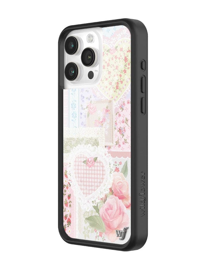 Frilly Floral iPhone Case with Patchwork Hearts and Pointelle