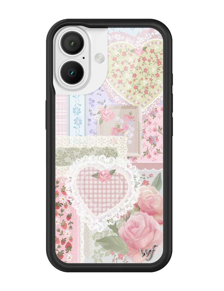 Frilly Floral iPhone Case with Patchwork Hearts and Pointelle