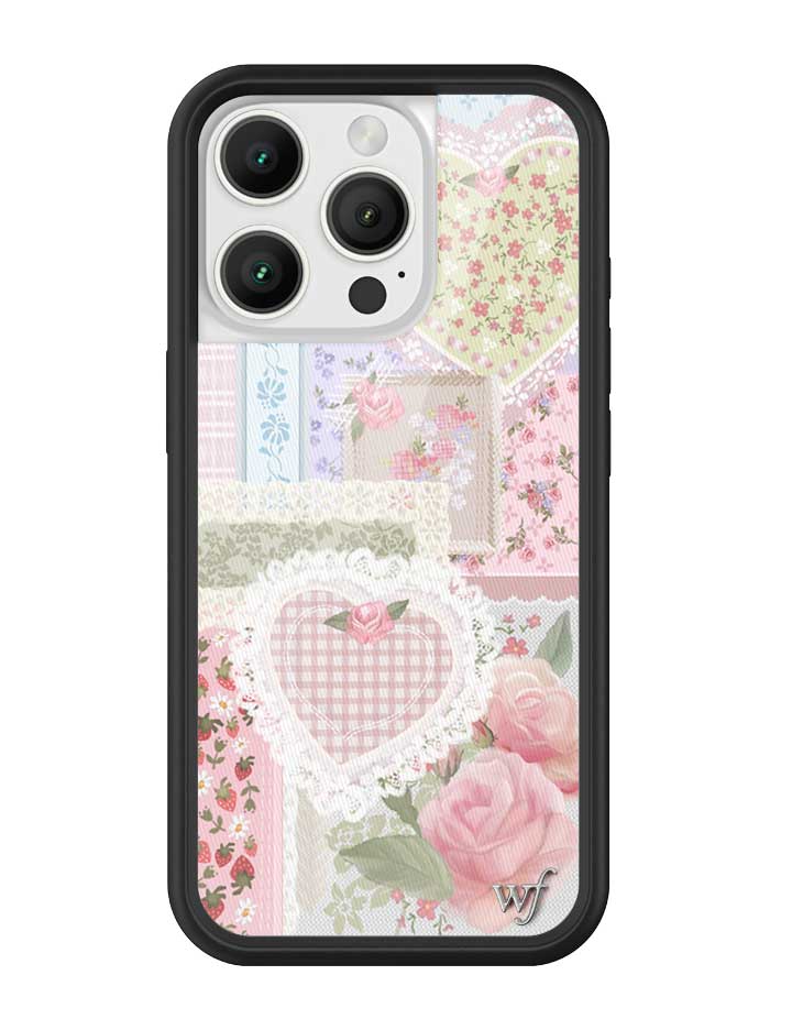 Frilly Floral iPhone Case with Patchwork Hearts and Pointelle