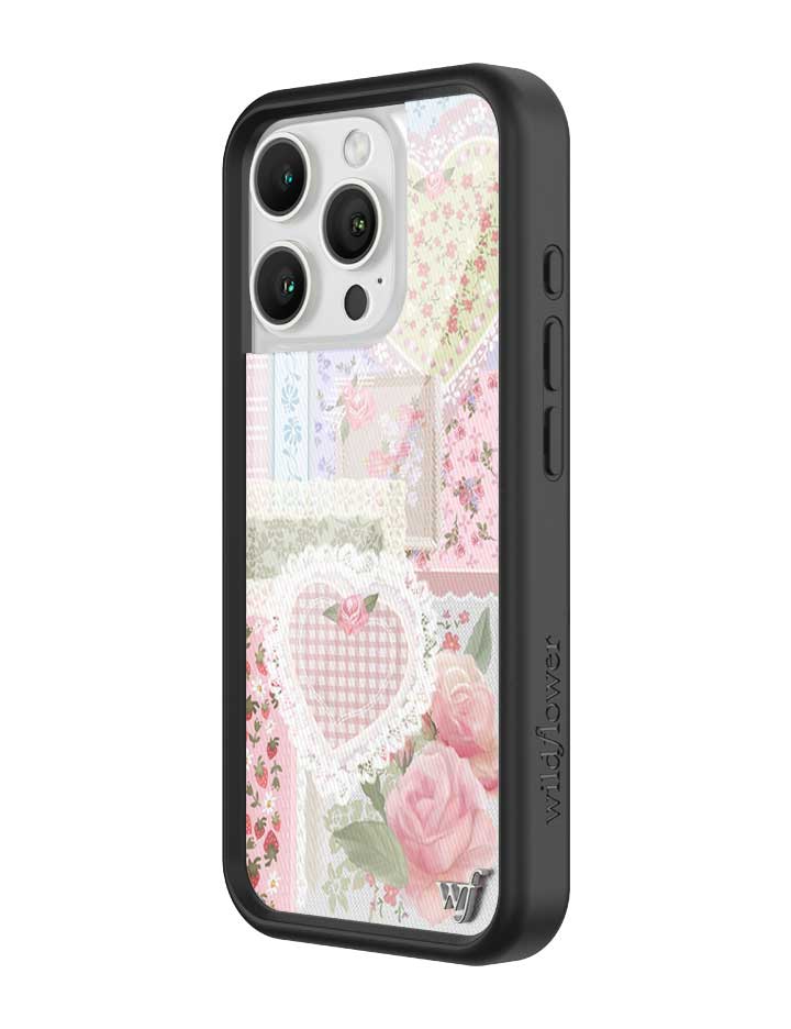 Frilly Floral iPhone Case with Patchwork Hearts and Pointelle