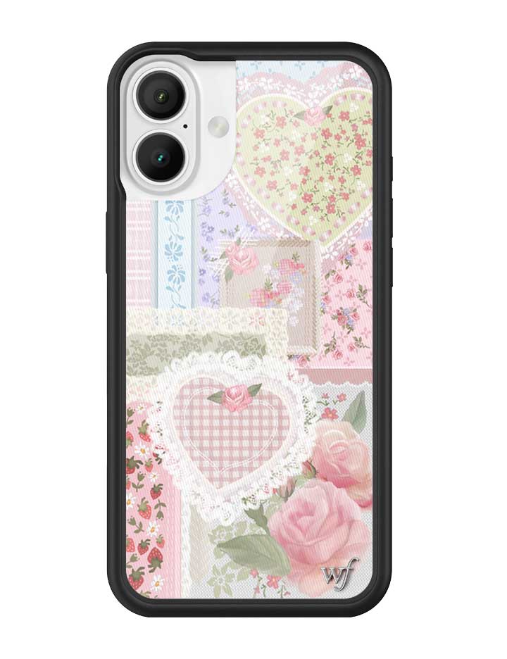 Frilly Floral iPhone Case with Patchwork Hearts and Pointelle