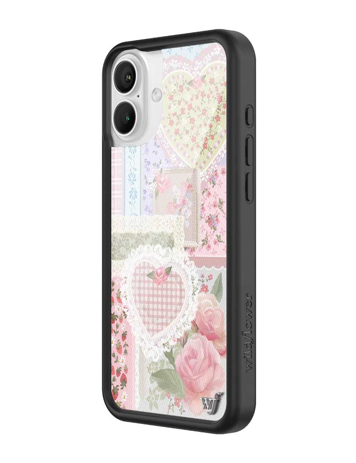 Frilly Floral iPhone Case with Patchwork Hearts and Pointelle