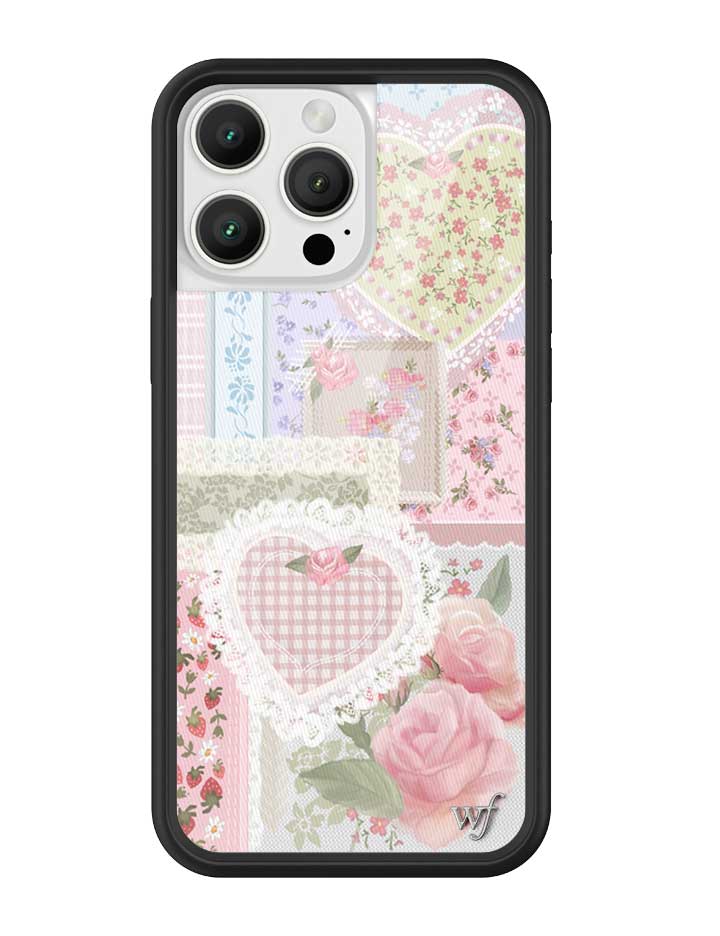 Frilly Floral iPhone Case with Patchwork Hearts and Pointelle