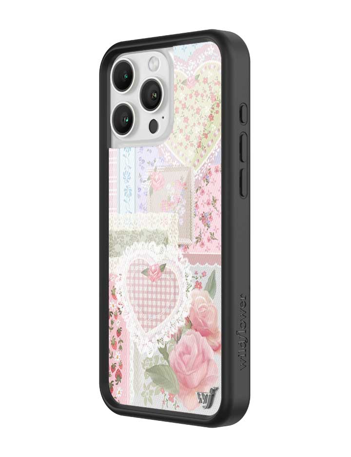 Frilly Floral iPhone Case with Patchwork Hearts and Pointelle
