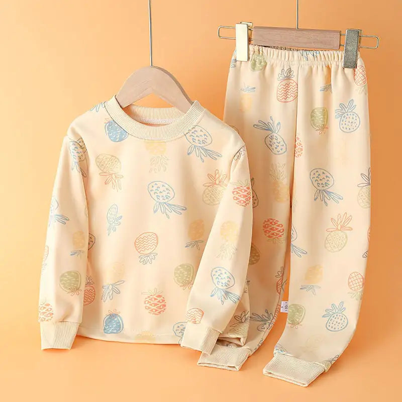 Boys' Cartoon Print Long Sleeve Pajama Set for Kids