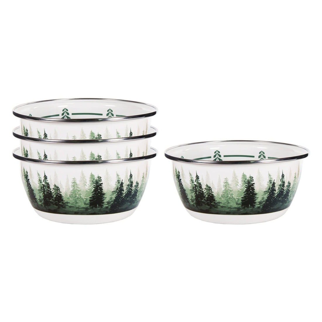 Aspen Grove Enamelware Salad Bowls - Rustic Set of 4