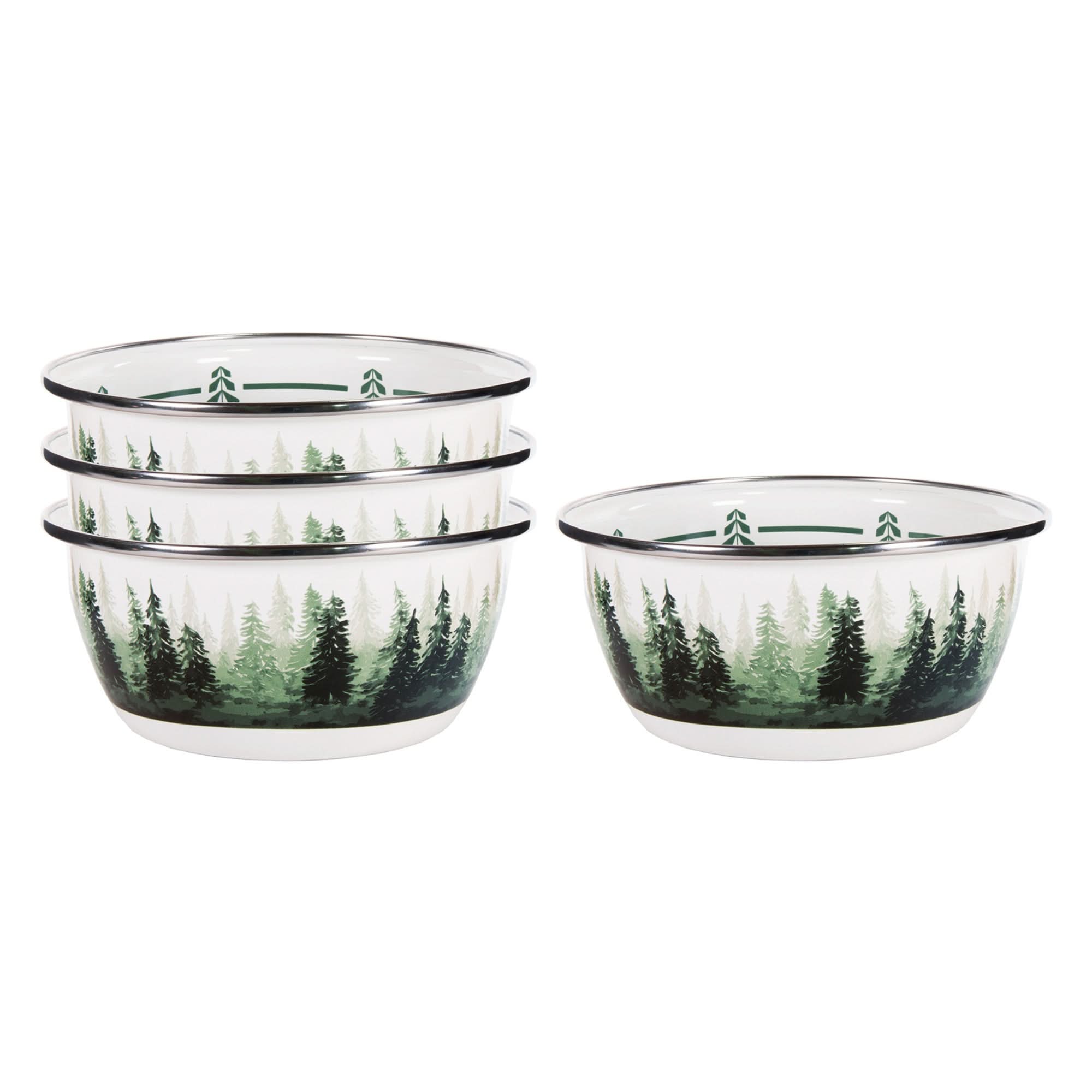 Aspen Grove Enamelware Salad Bowls - Rustic Set of 4