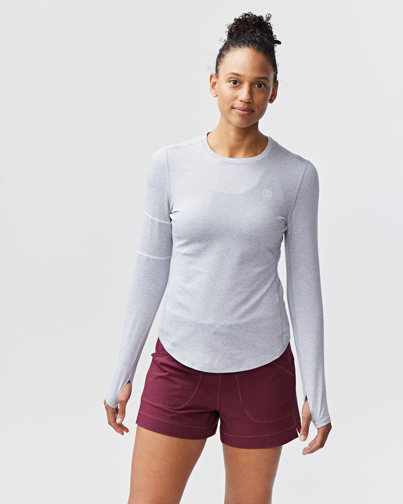 Women's Long Sleeve Performance Workout Top in White - Image 7