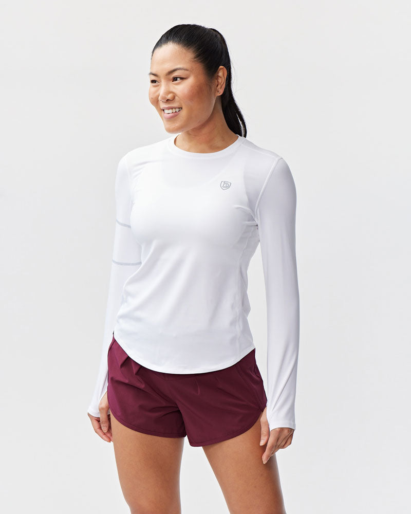 Women's Long Sleeve Performance Workout Top in White - Image 2