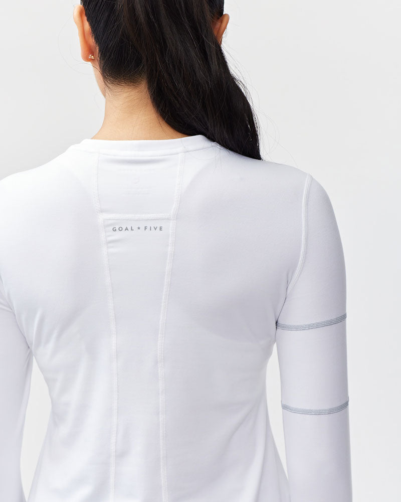 Women's Long Sleeve Performance Workout Top in White - Image 4