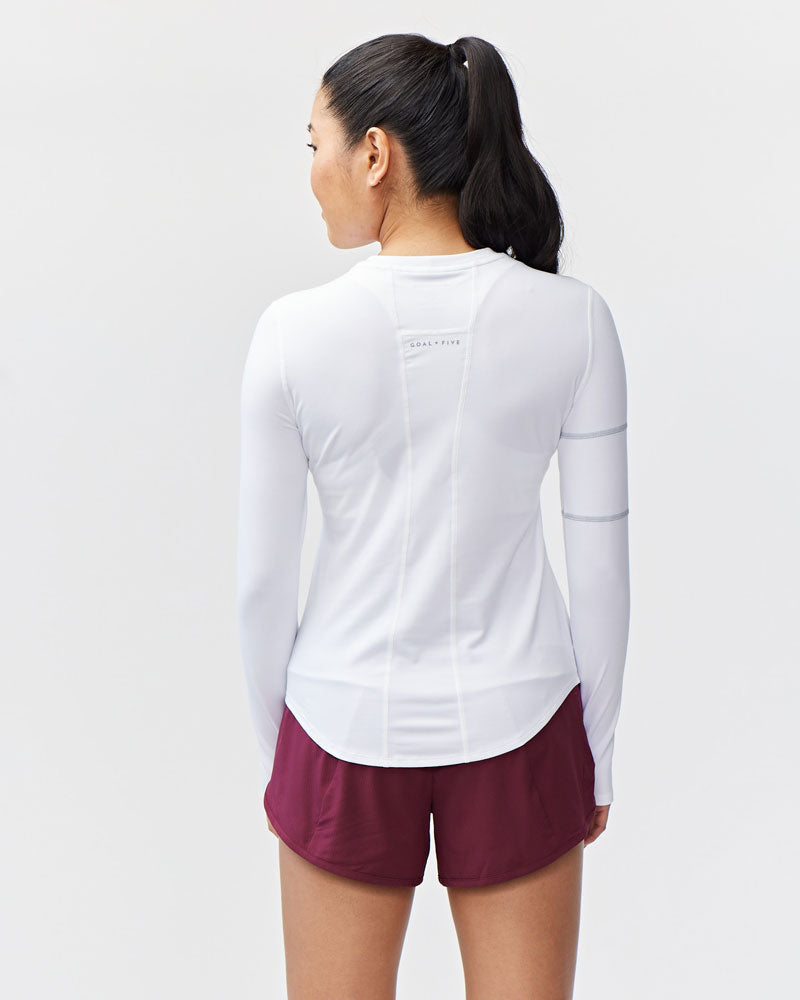 Women's Long Sleeve Performance Workout Top in White - Image 3