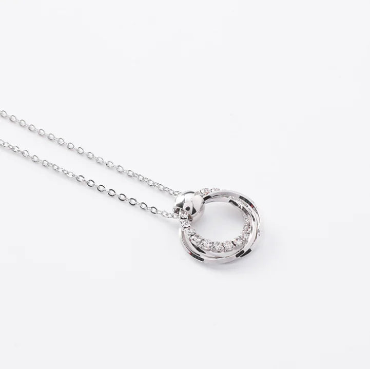Circle Sparkling Diamond Earrings and Necklace Set