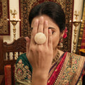 Vintage Clustered Pearl Antique Gold Polish Statement Ring