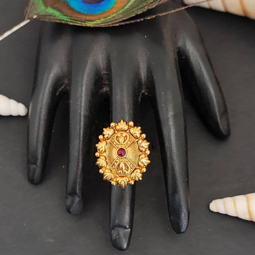 Antique jewellery design gold polish adjustable statement ring for women