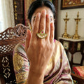 JS Fashion Kundan Design High Gold Polish Fancy Adjustable Finger Ring for Women|Royal Fancy Ring Gift Set