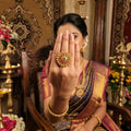 Antique Gold Polish Designer Finger Rings, Adjustable Ethnic Style