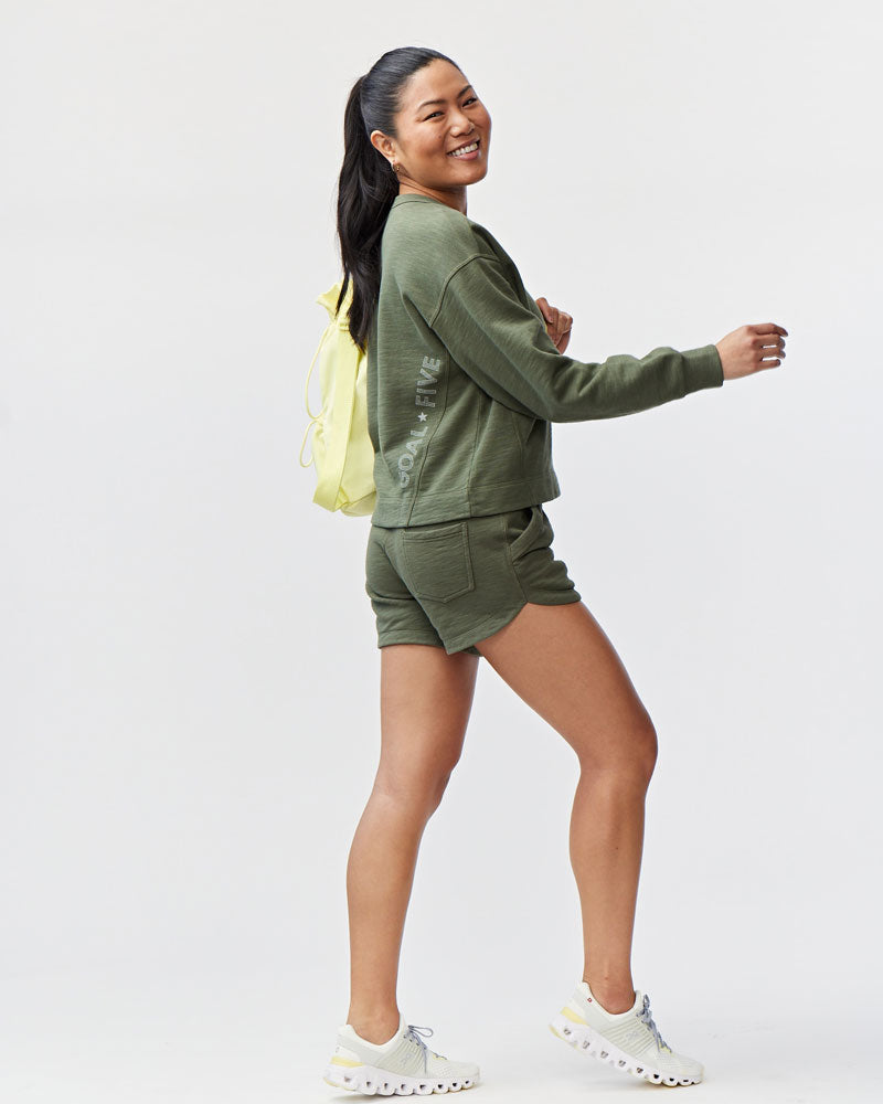 Freasy Lightweight Crewneck Pullover Sweatshirt in Peach - Image 4