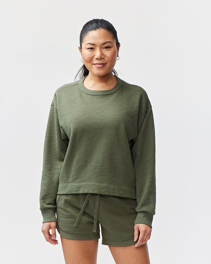 Freasy Lightweight Crewneck Pullover Sweatshirt in Peach - Image 5