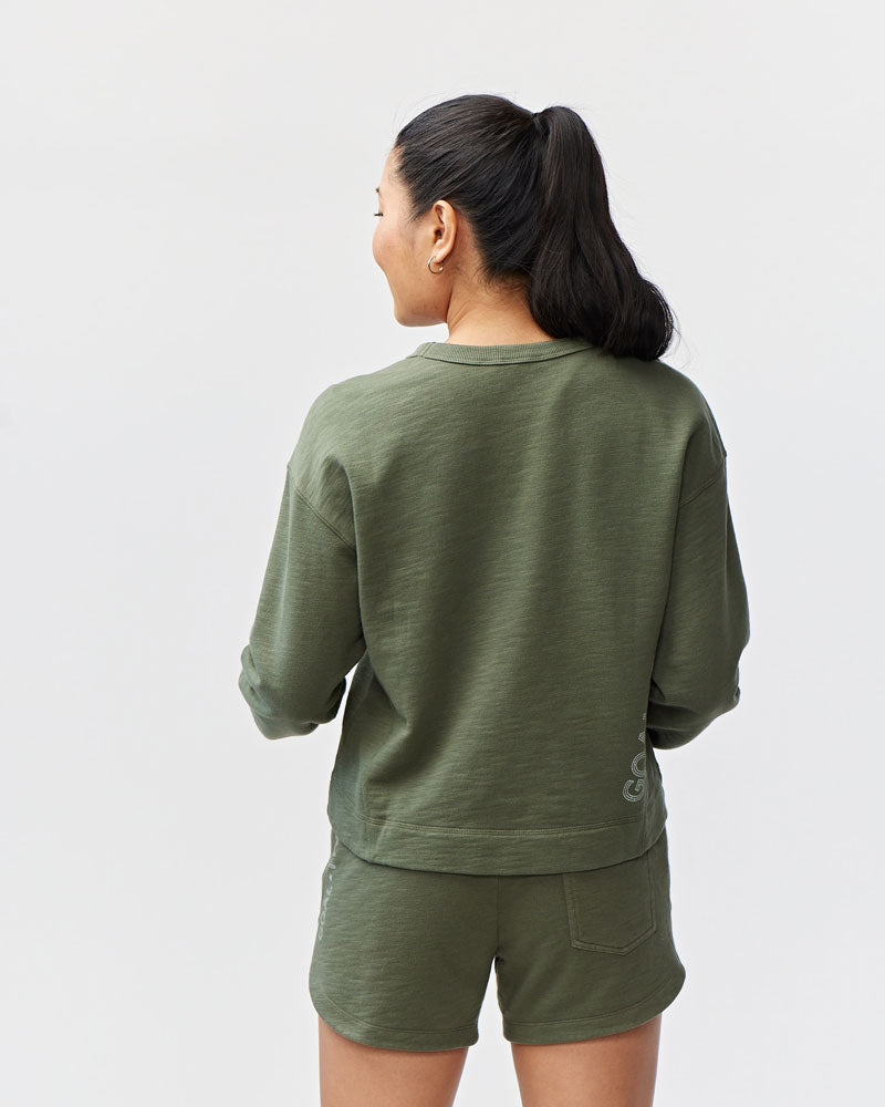 Freasy Lightweight Crewneck Pullover Sweatshirt in Peach - Image 6