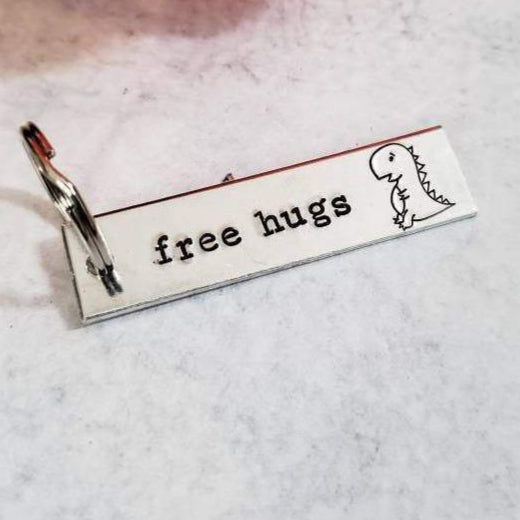 FREE HUGS T-Rex  Bar Keychain