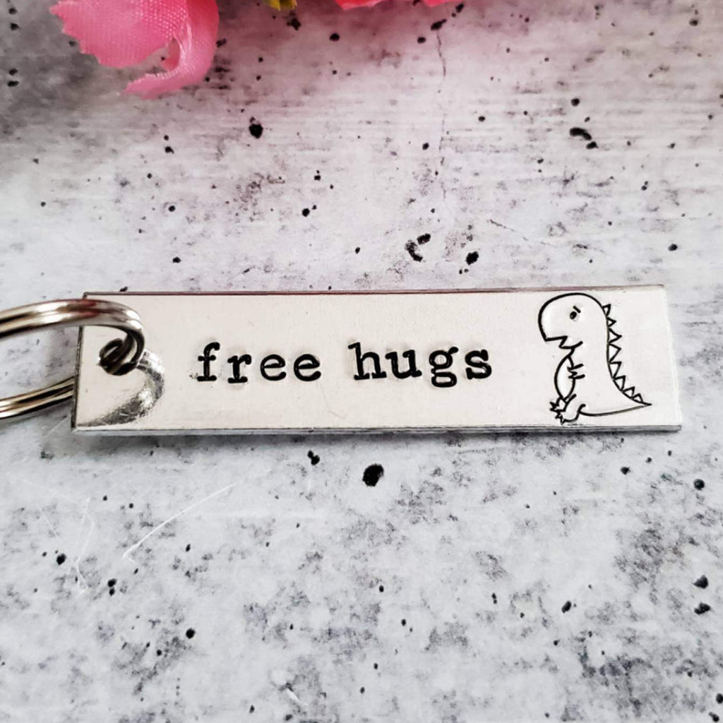 FREE HUGS T-Rex  Bar Keychain